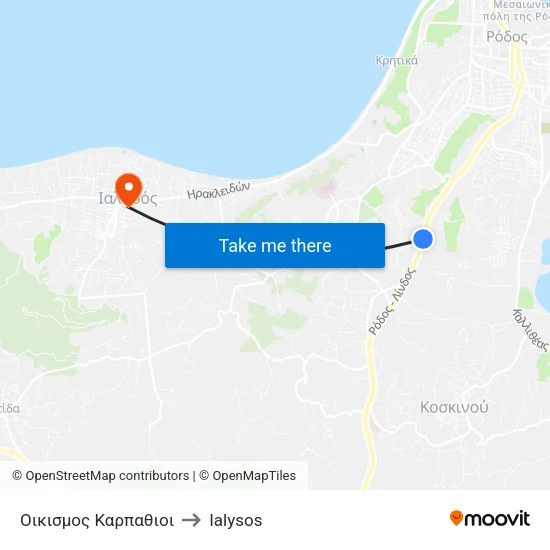 Karpathioi Settlement to Ialysos map