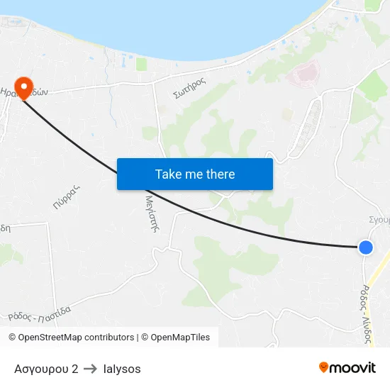 Asgourou 2 to Ialysos map