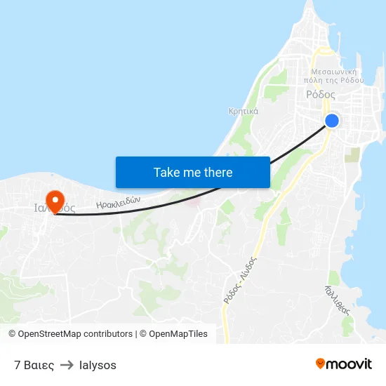 7 Βαιες to Ialysos map