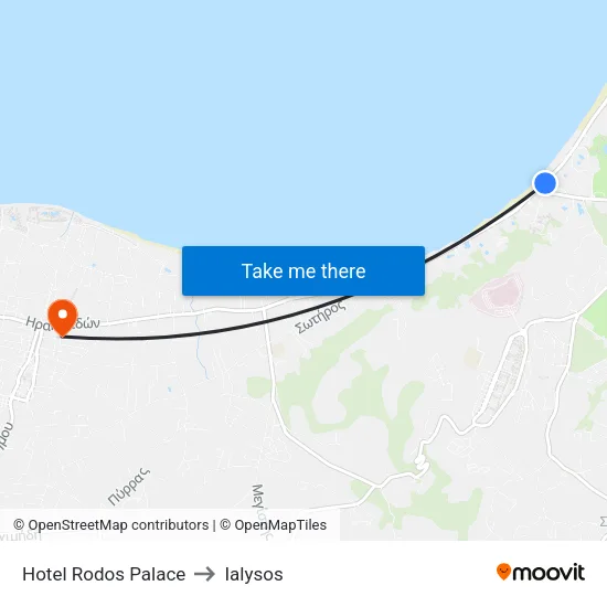 Hotel Rodos Palace to Ialysos map