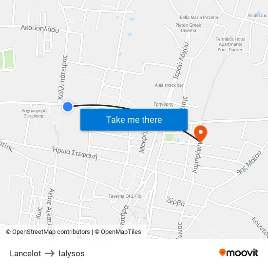 Lancelot to Ialysos map