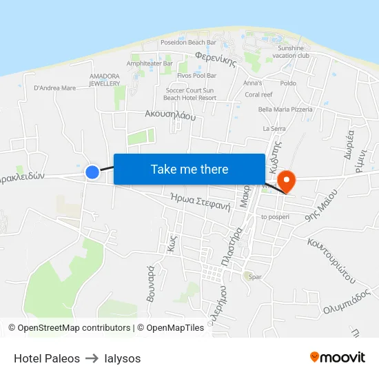Hotel Paleos to Ialysos map