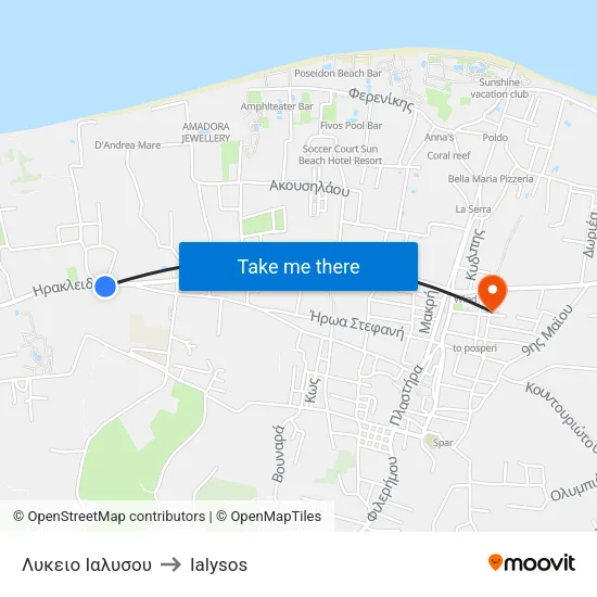 Ialysos Lyceum to Ialysos map