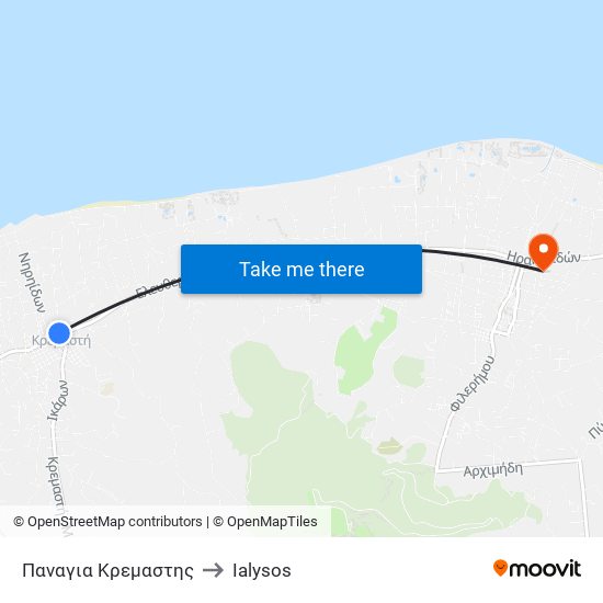 Παναγια Κρεμαστης to Ialysos map