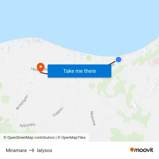 Miramare to Ialysos map