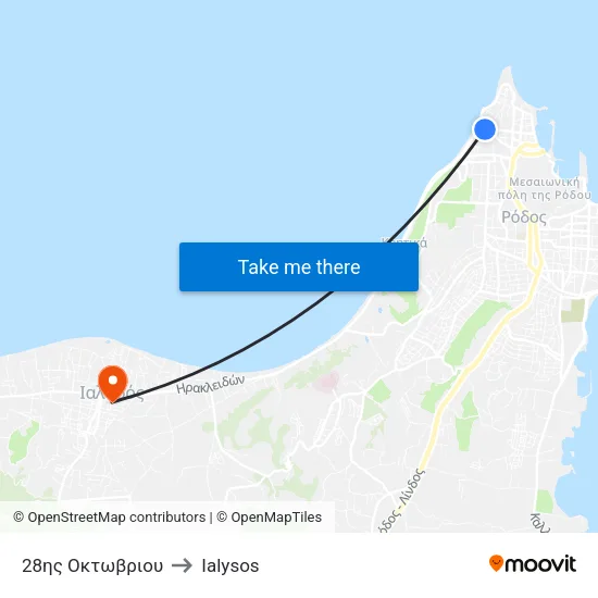 28th October Street to Ialysos map