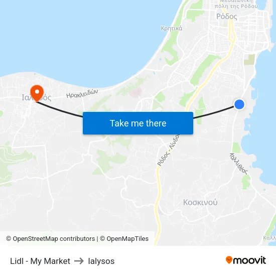 Lidl - My Market to Ialysos map