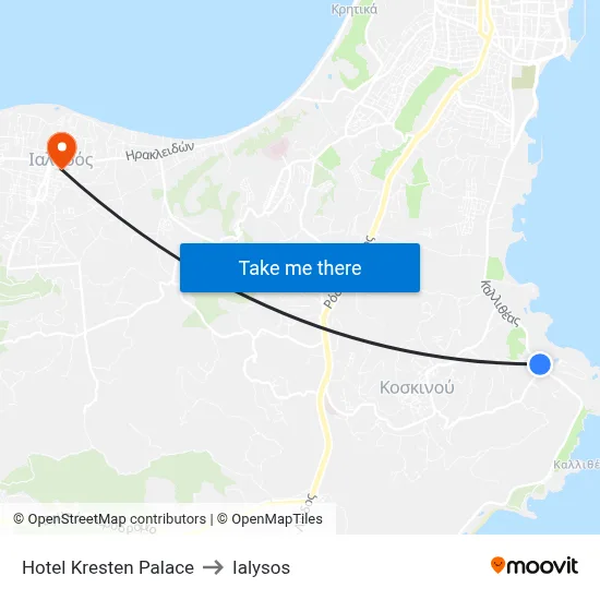 Hotel Kresten Palace to Ialysos map