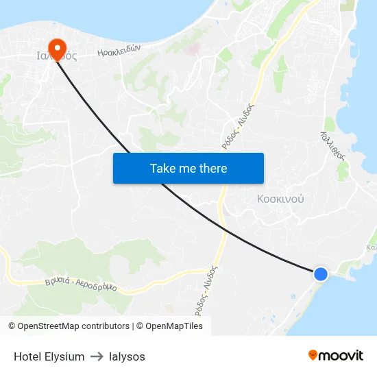 Hotel Elysium to Ialysos map