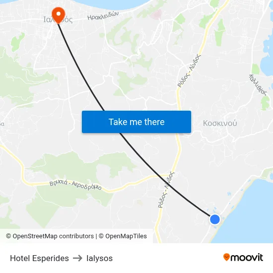 Hotel Esperides to Ialysos map