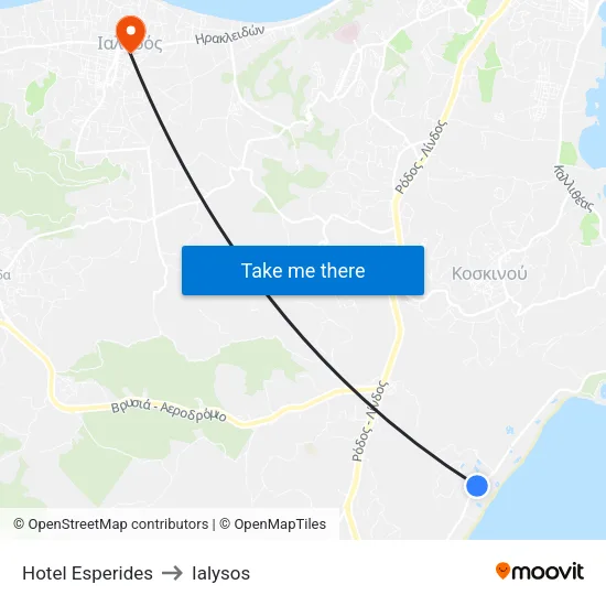 Hotel Esperides to Ialysos map