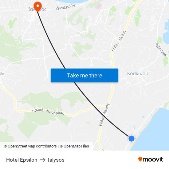 Hotel Epsilon to Ialysos map