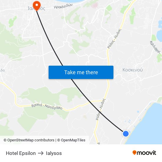 Hotel Epsilon to Ialysos map