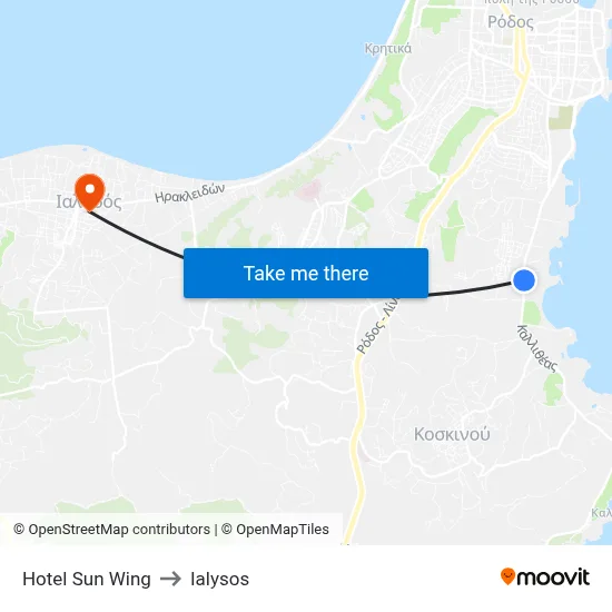 Hotel Sun Wing to Ialysos map