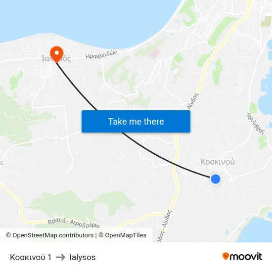 Koskinou 1 to Ialysos map