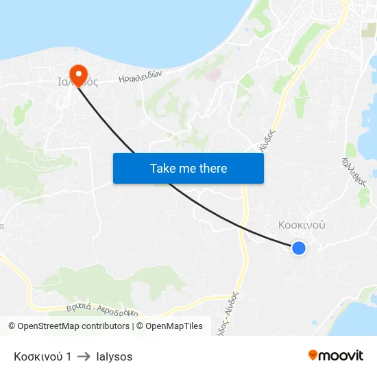 Koskinou 1 to Ialysos map