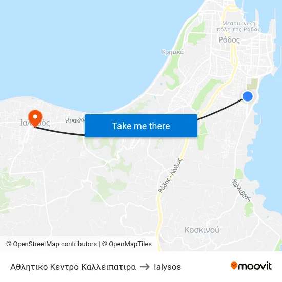 Kallipatira Sports Center to Ialysos map