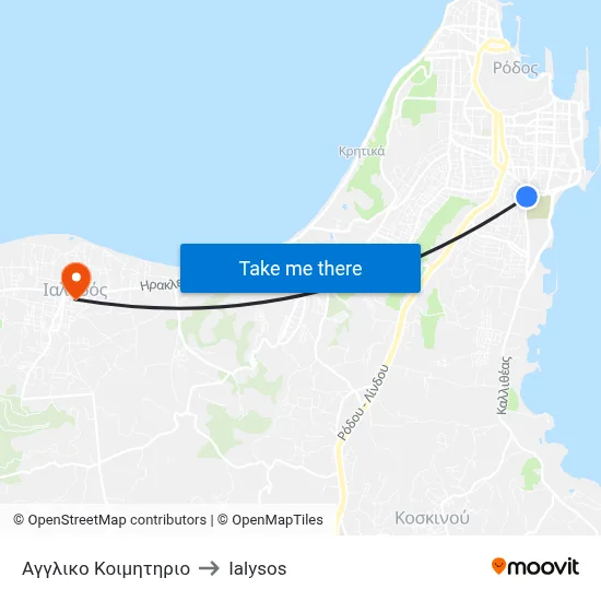 English Cemetery to Ialysos map