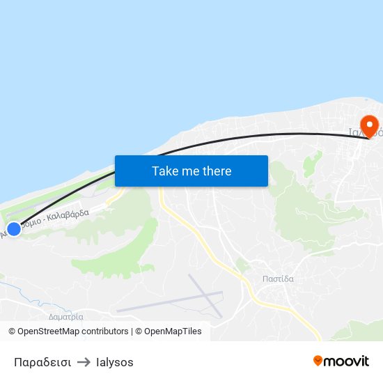 Παραδεισι to Ialysos map