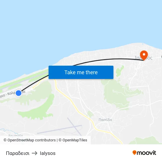 Παραδεισι to Ialysos map