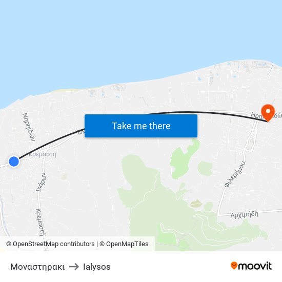 Μοναστηρακι to Ialysos map