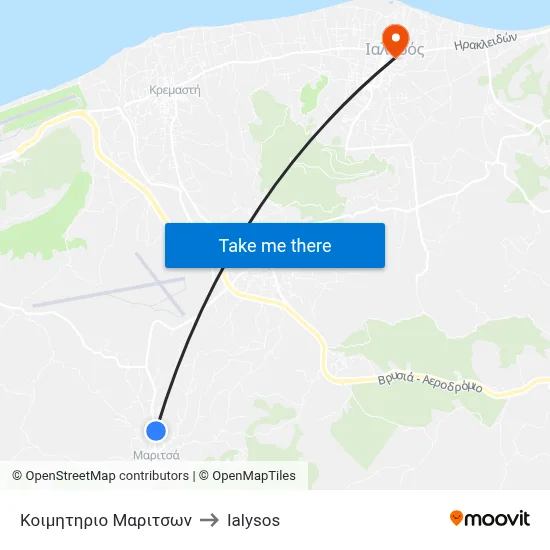 Maritson Cemetery to Ialysos map