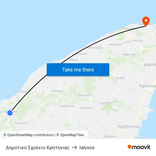 Kritinia Primary School to Ialysos map