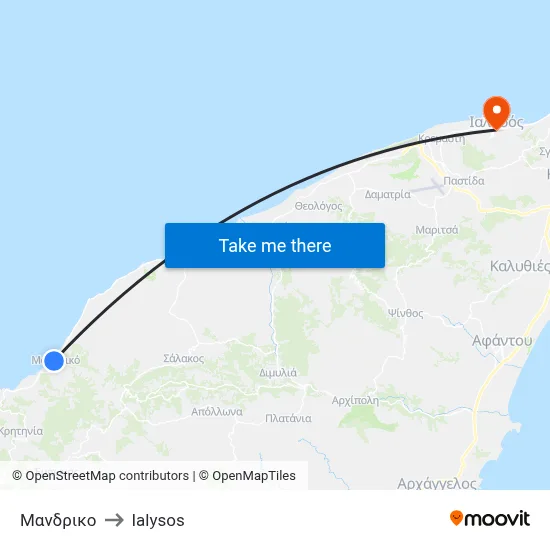 Mandriko to Ialysos map