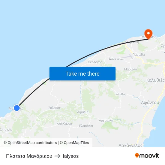 Mandrikou Square to Ialysos map