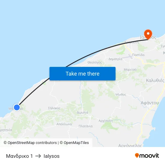 Mandriko 1 to Ialysos map