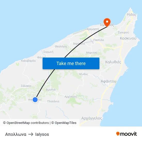 Apollona to Ialysos map