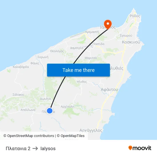 Platania 2 to Ialysos map