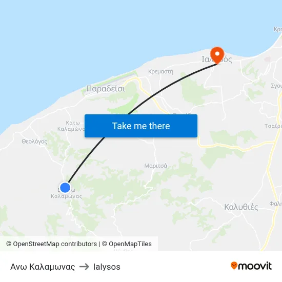 Ano Kalamonas to Ialysos map
