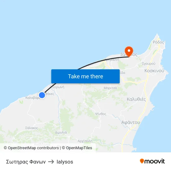 Sotiras Fanon to Ialysos map
