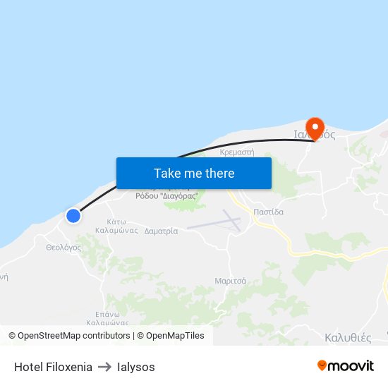 Hotel Filoxenia to Ialysos map