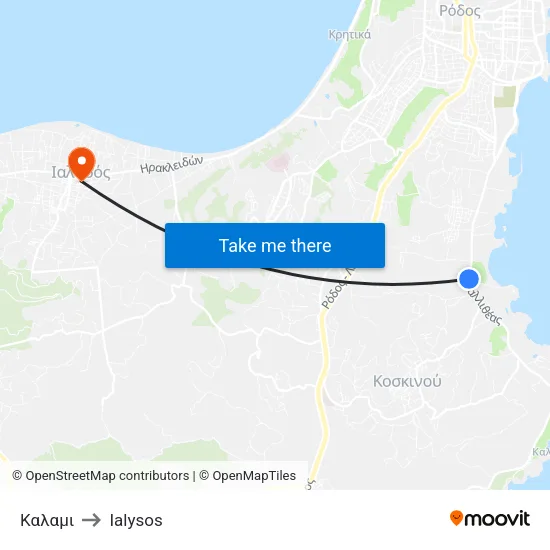 Καλαμι to Ialysos map