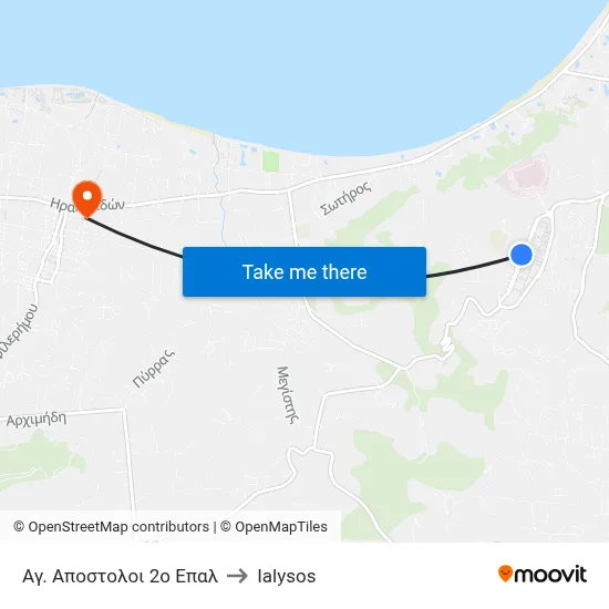 St. Apostles 2nd EPAL to Ialysos map