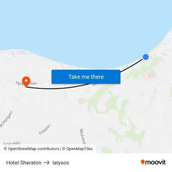 Sheraton Hotel to Ialysos map