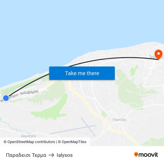 Παραδεισι Τερμα to Ialysos map