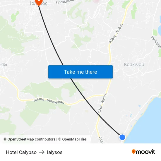 Hotel Calypso to Ialysos map