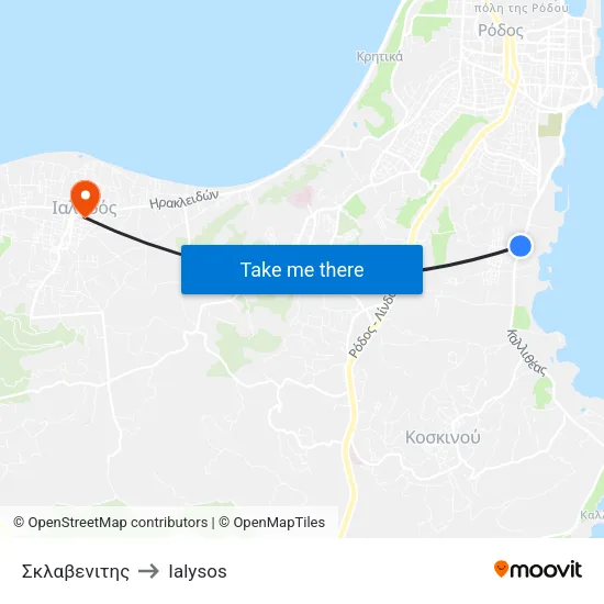 Sklavenitis to Ialysos map