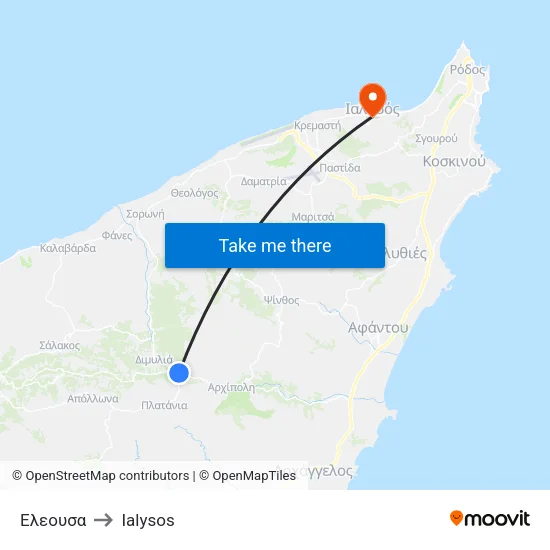 Eleousa to Ialysos map
