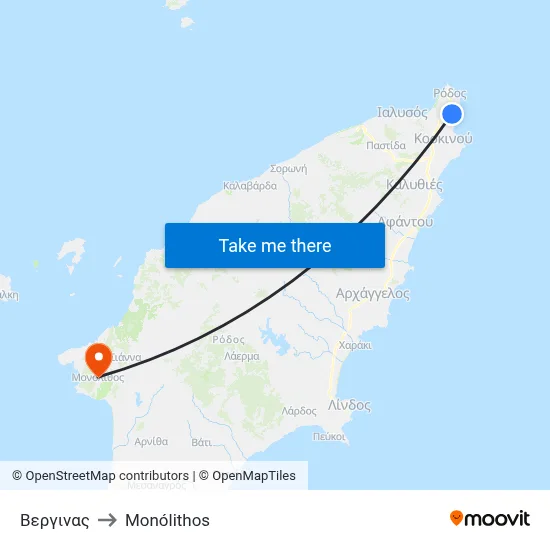 Verginas to Monolith map
