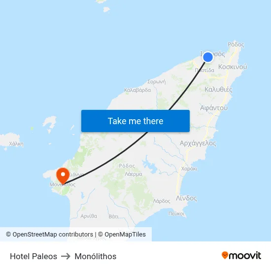 Hotel Paleos to Monolith map