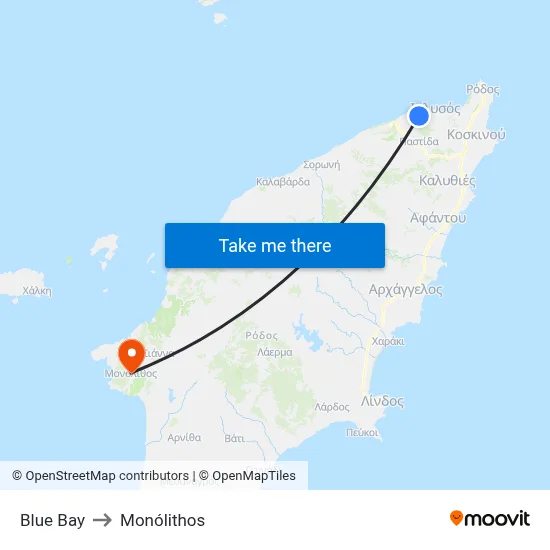Blue Bay to Monolith map