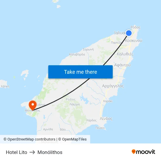 Hotel Lito to Monolith map