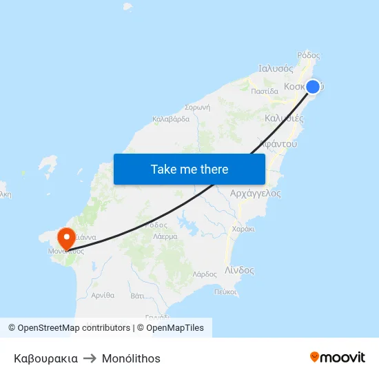 Kavourakia to Monolith map