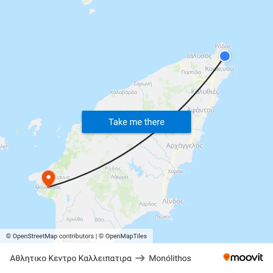 Kallipatira Sports Center to Monolith map