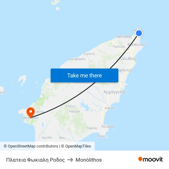 Fokiali Square Rhodes to Monolith map