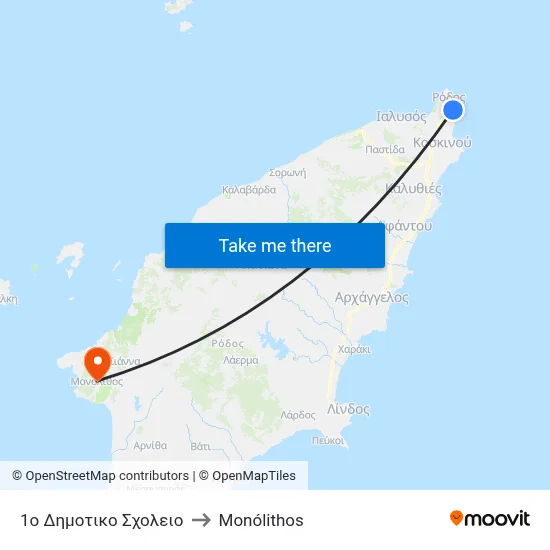 1st Primary School to Monolith map
